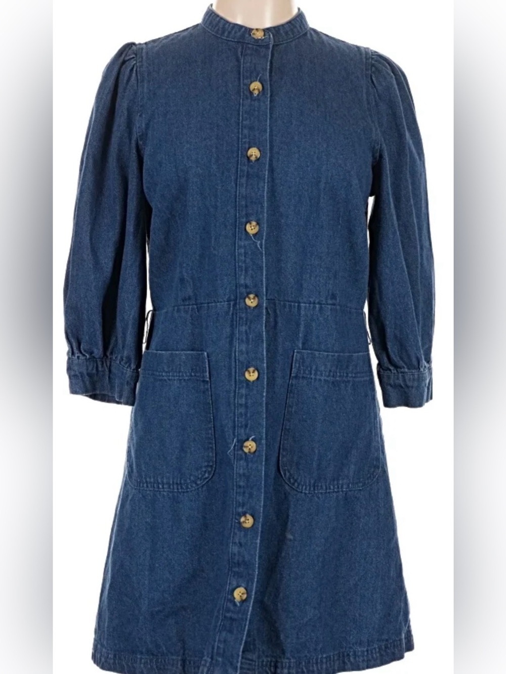 NEW-Who What Wear-Denim Button-Front Dress in Classic Blue Denim-Med